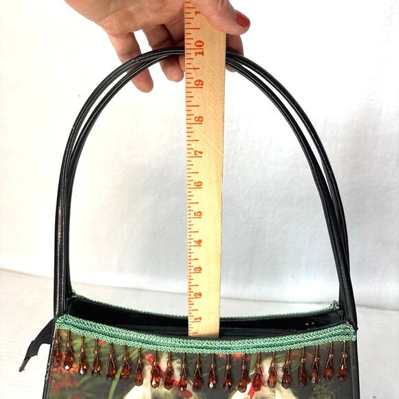 Christmas, Festive Maltese Dog Gold Tassel Beads Tote, Shoulder & Hand Bag - Picture 6 of 9